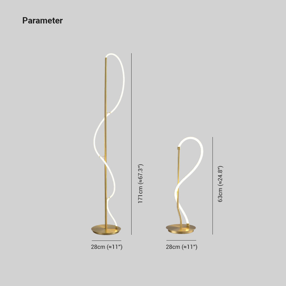 Louise Modern Minimalis Linear Floor Lamp/Table, Brass