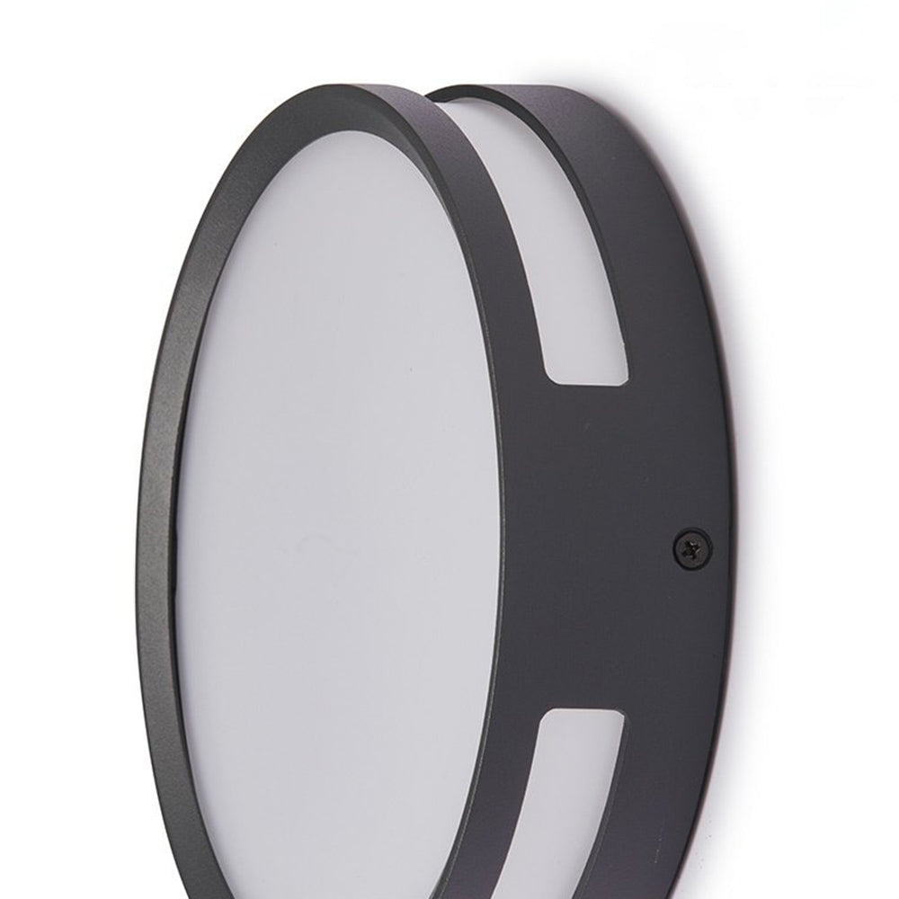 Orr Moderna lámpara de pared LED circular para exteriores en color negro Metal y acrílico