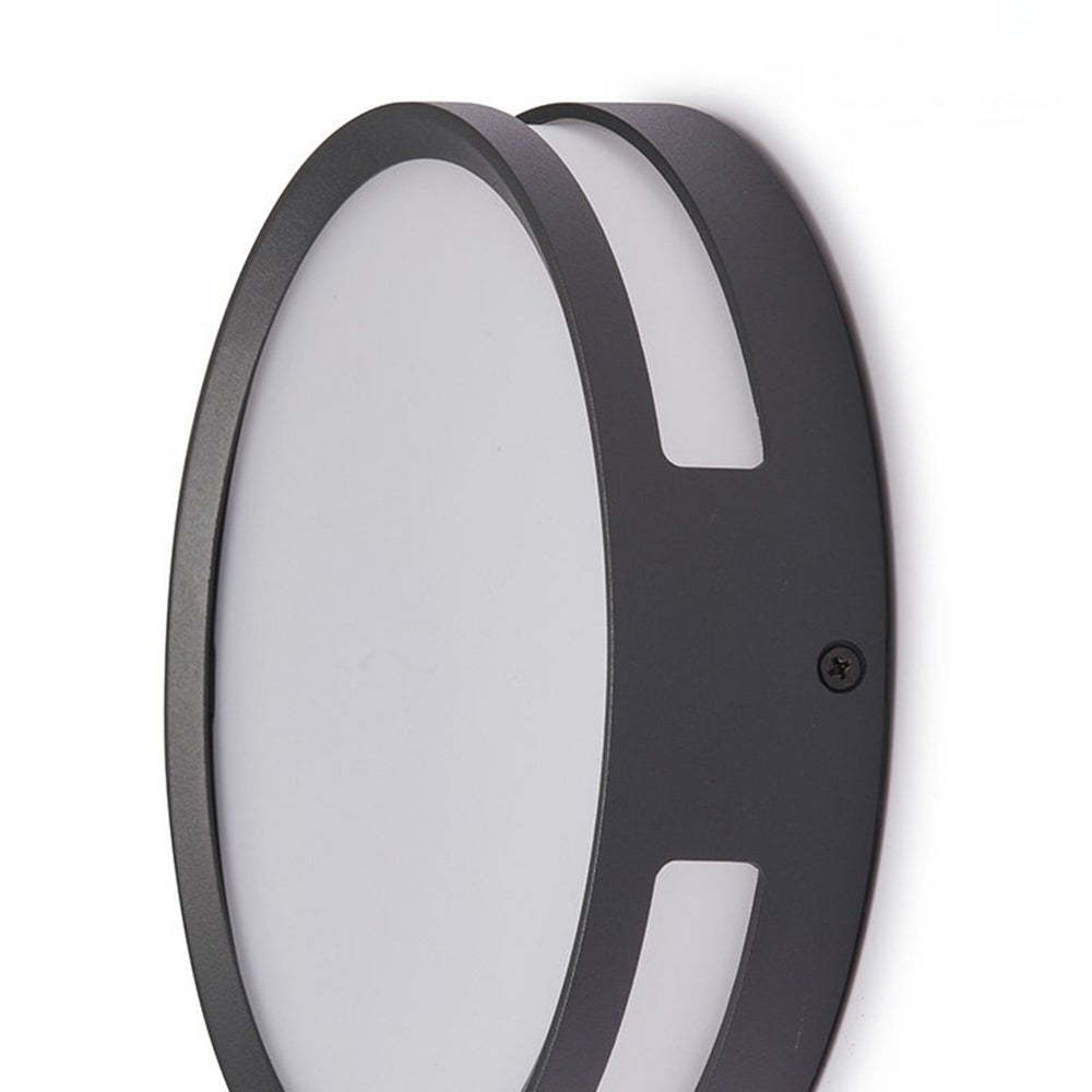 Orr Moderna lámpara de pared LED circular para exteriores en color negro Metal y acrílico