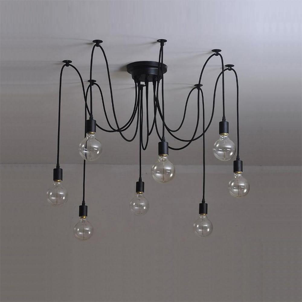 Alessio Retro LED Araña Negro Blanco Metal Salón