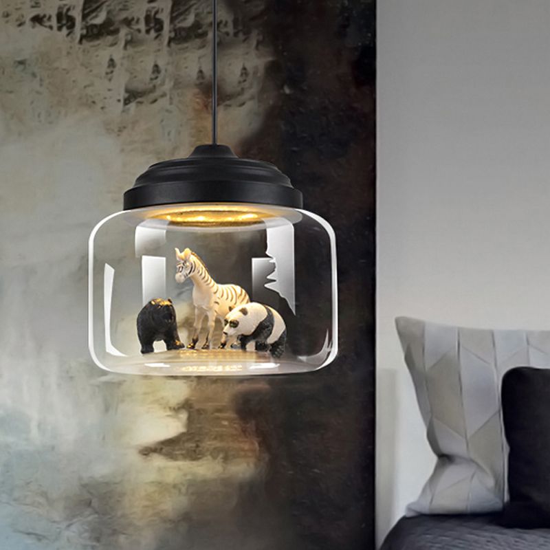 Leilani Lámpara Colgante LED Diseño Animal Negro/Blanco Sala De Estar/Dormitorio/Guardería Metal & Vidrio ∅ 24CM