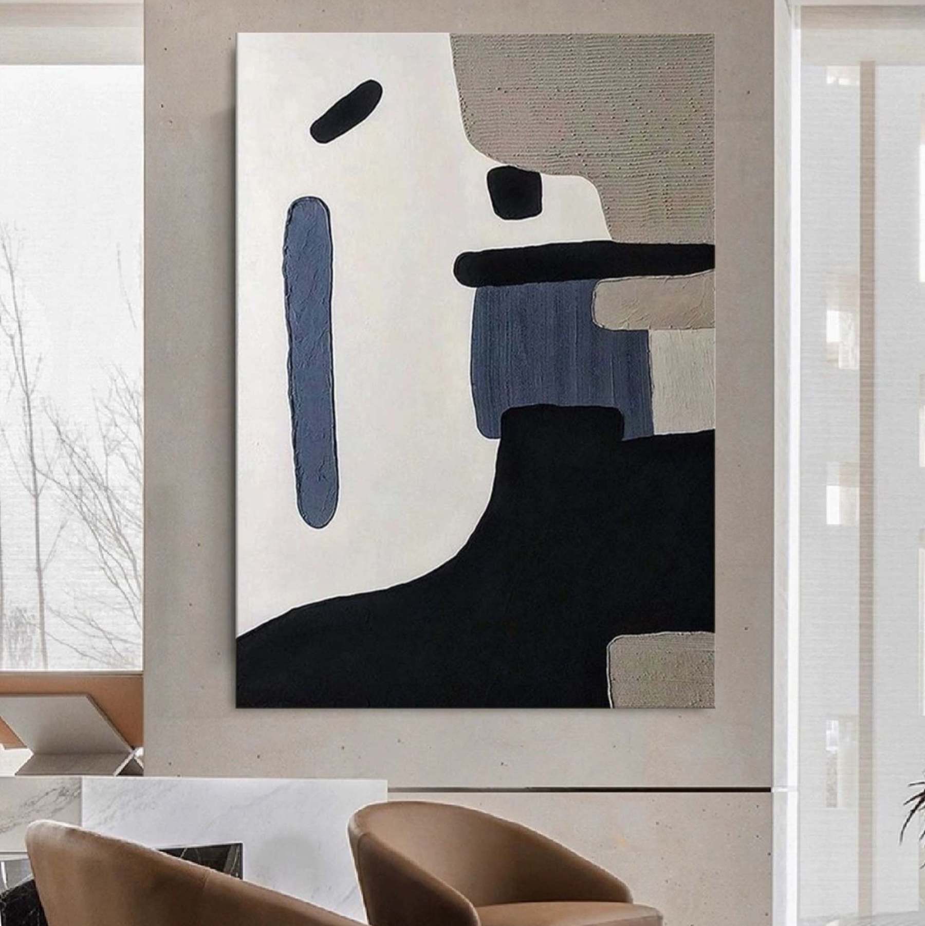 Arte Beige Minimalista Wabi-Sabi En Lienzo Con Marco | Las Sola