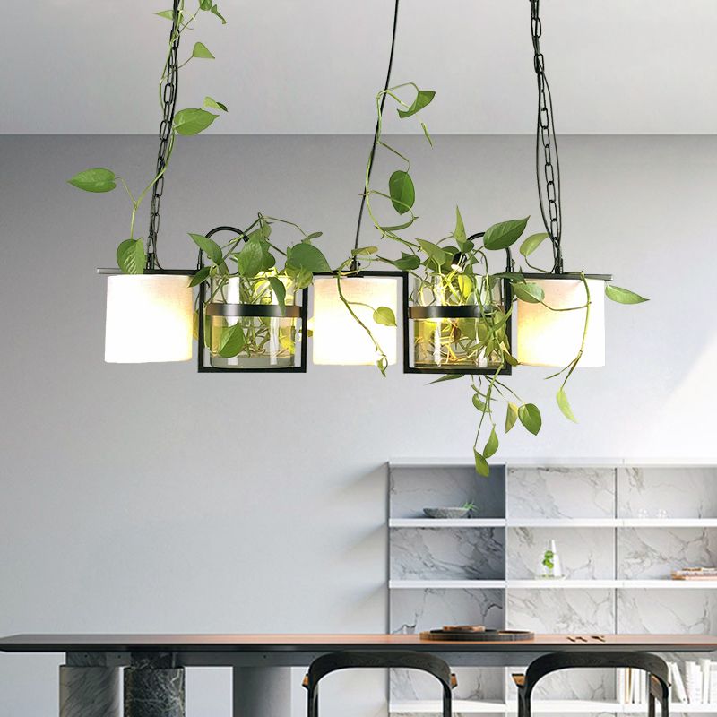 Nest Diseño Cilindro LED Lámpara Colgante Negro Salón/Dormitorio/Comedor Metal y Vidrio 90CM Largo