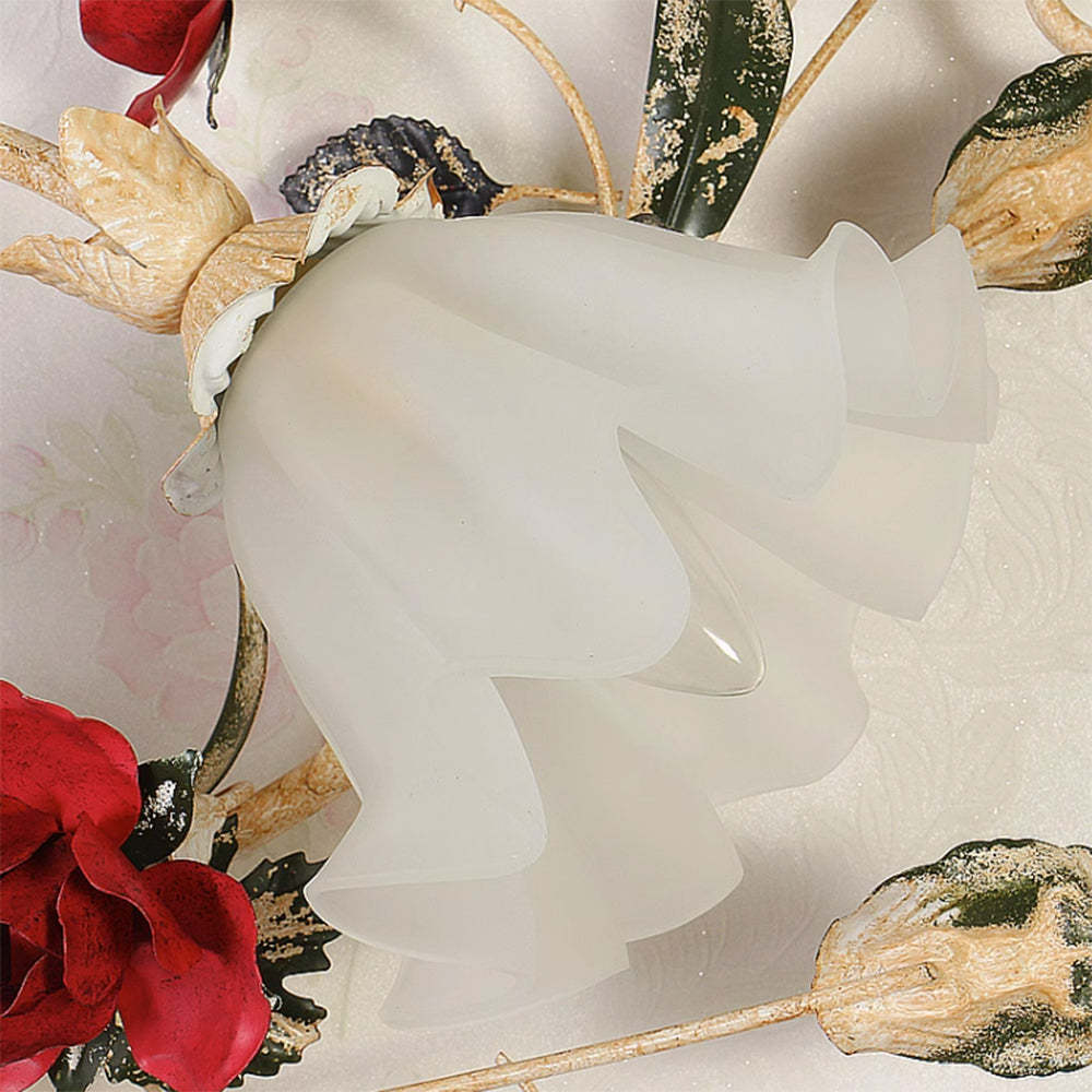 Olivia Americana Rústico Flor Metal Lámpara de Techo Salón Blanco