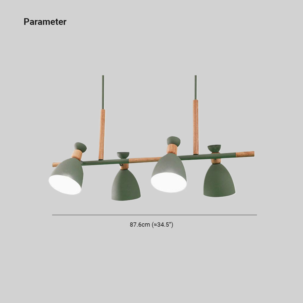 Morandi Minimalista Cónico Madera Lámpara Colgante, Blanco/Verde/Gris
