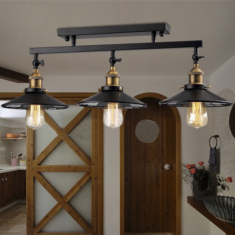 Cooley Vintage Lámpara de Techo LED Negro Sala de Estar/Dormitorio/Comedor Metal 90CM de Largo