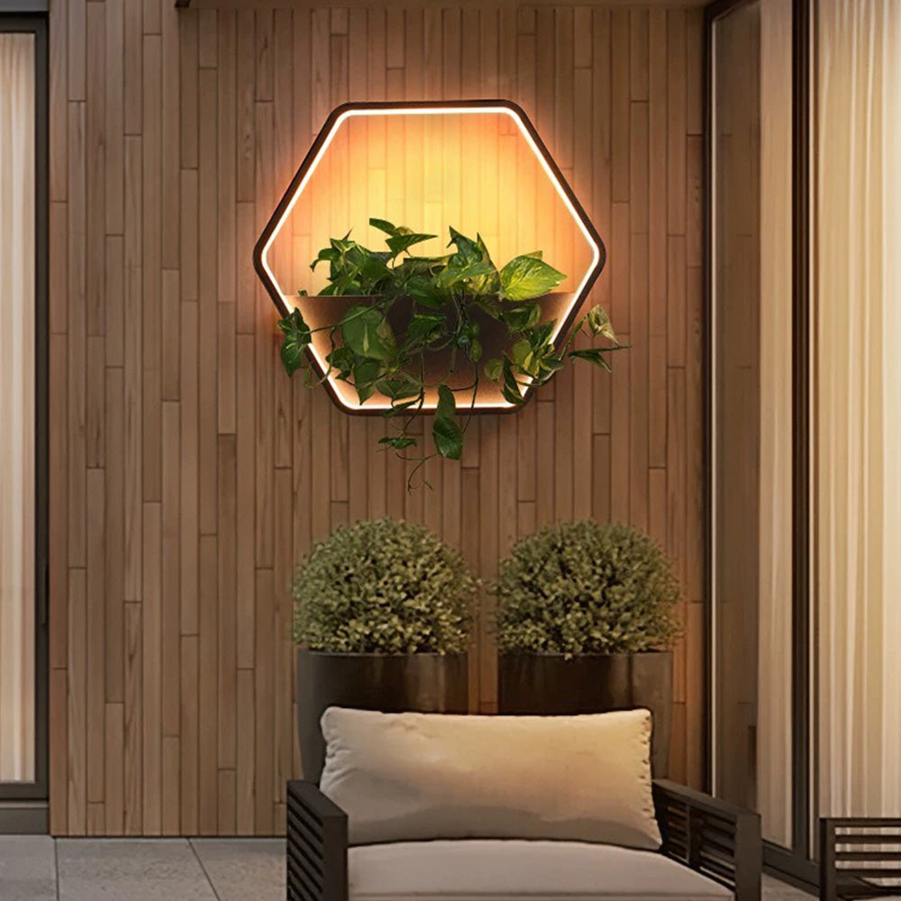 Orr Hexagonal Solar Aplique Exterior Metal Jardín Pasillo