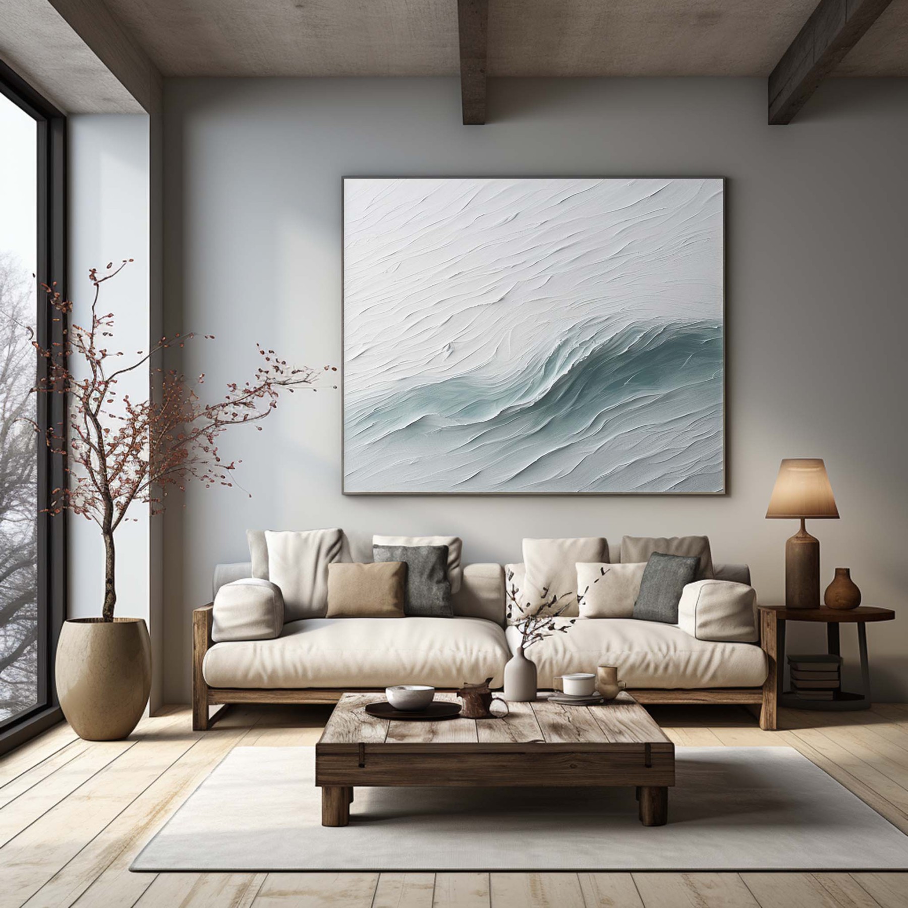 Arte Minimalista De Yeso En Lienzo Enmarcado Para Sala | Las Sola