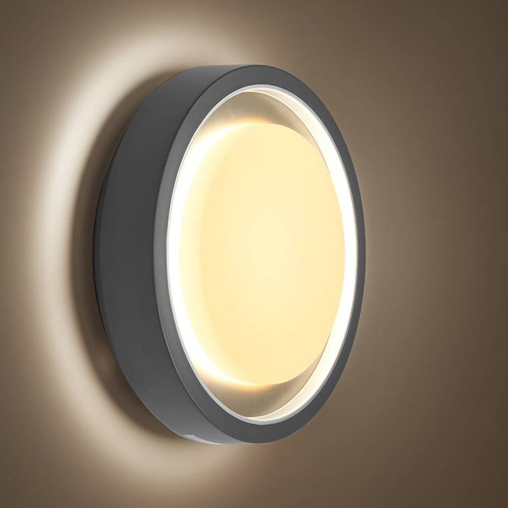 Orr Moderno Redondo LED Aplique Exterior Negro Jardín/Pasillo/Calcón/Terraza Metal