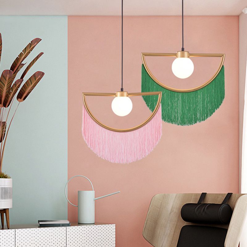 Minori Semicircular Lámpara Colgante, 4 Colores, Metal Tejido