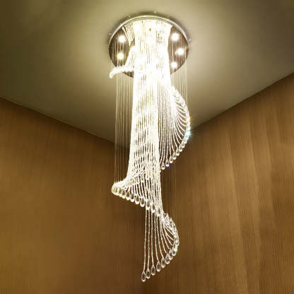 Valentina Moderno Espiral Cascada Cristal Lámpara Colgante Claro Sala de Estar