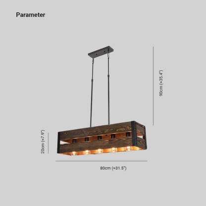 Alessio Vintage LED Lámpara Colgante Rectangular ,2 Colores, Metal Madera