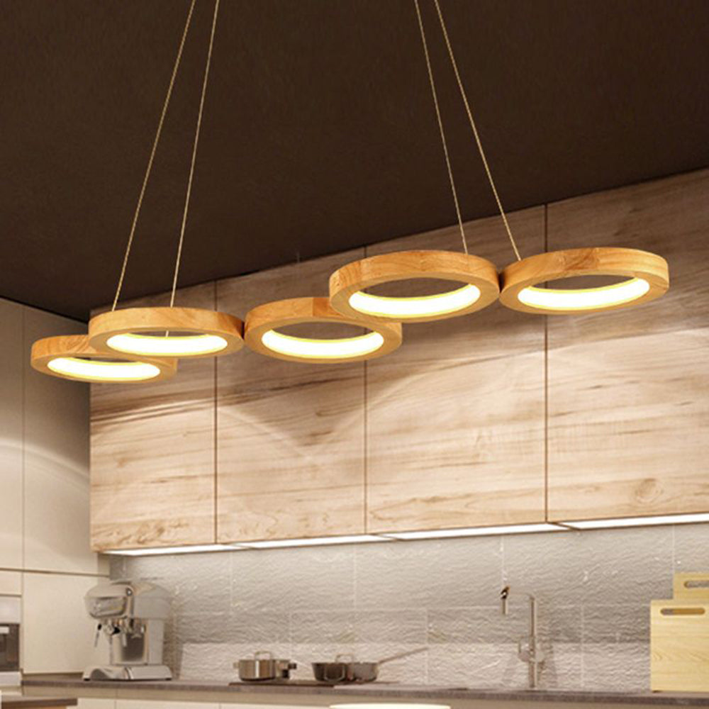 Arisha Moderno Bloque Madera Acrílico LED Lámpara Colgante Sala de Estar