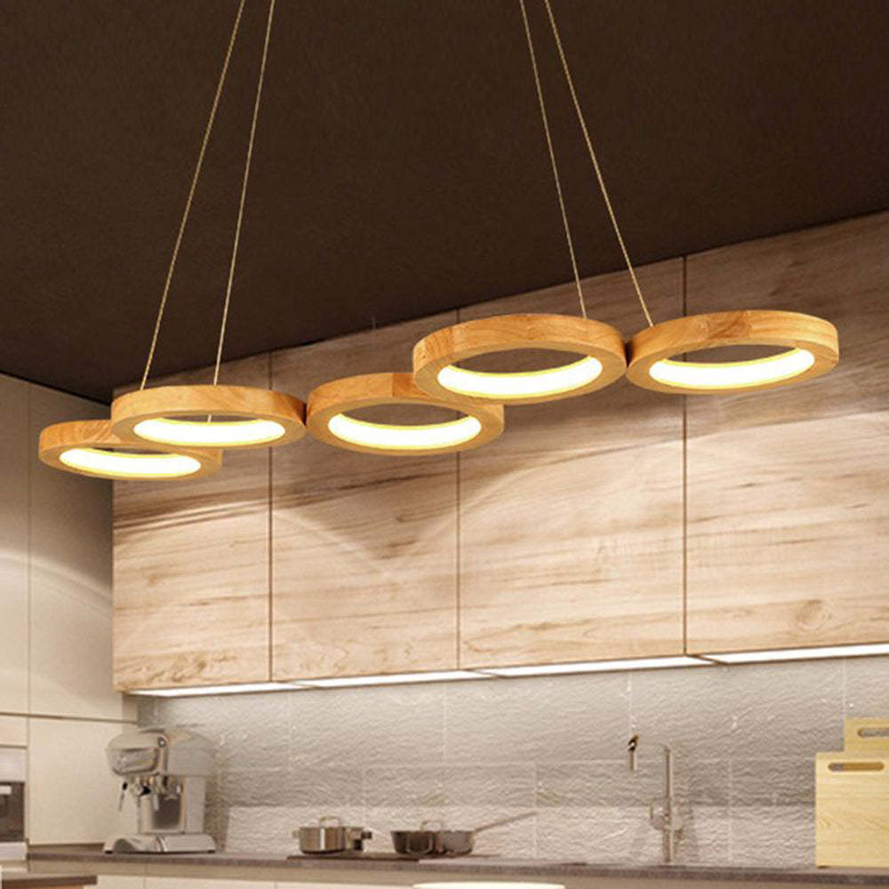 Arisha Moderno Bloque Madera Acrílico LED Lámpara Colgante Sala de Estar