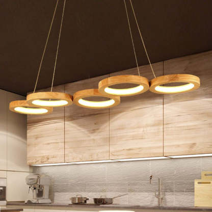 Arisha Moderno Bloque Madera Acrílico LED Lámpara Colgante Sala de Estar