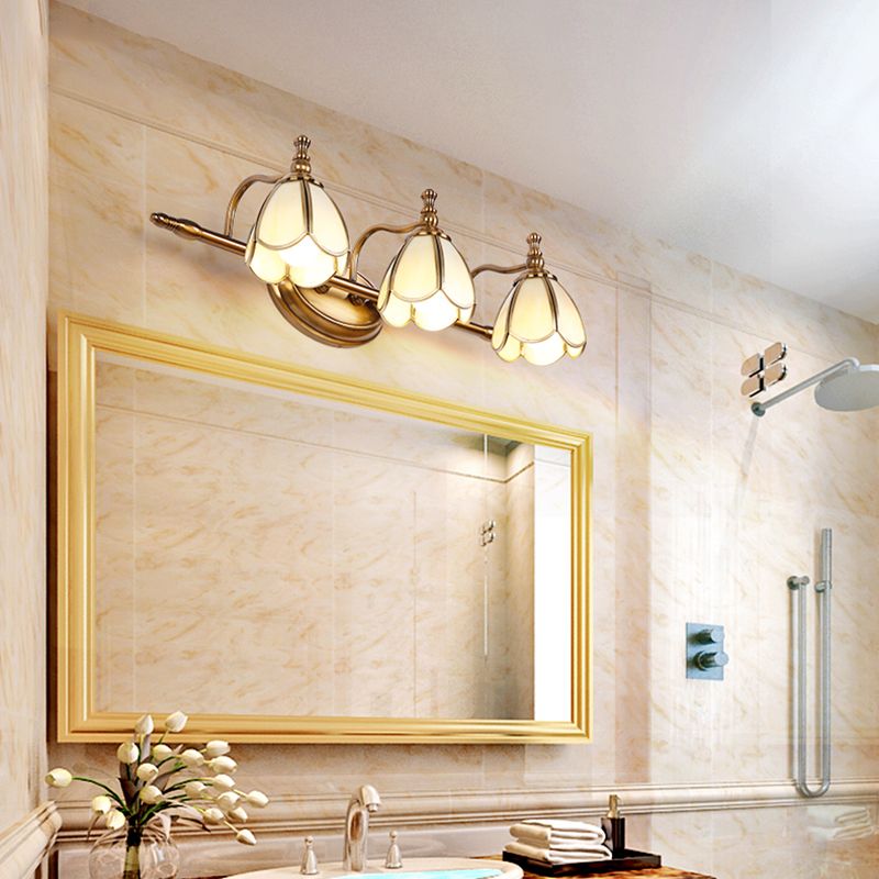 Félicie Retro Flor LED Aplique Blanco/Amarillo Cuarto de Baño/Salón Metal Vidrio 2/3/4/5 Luminarias