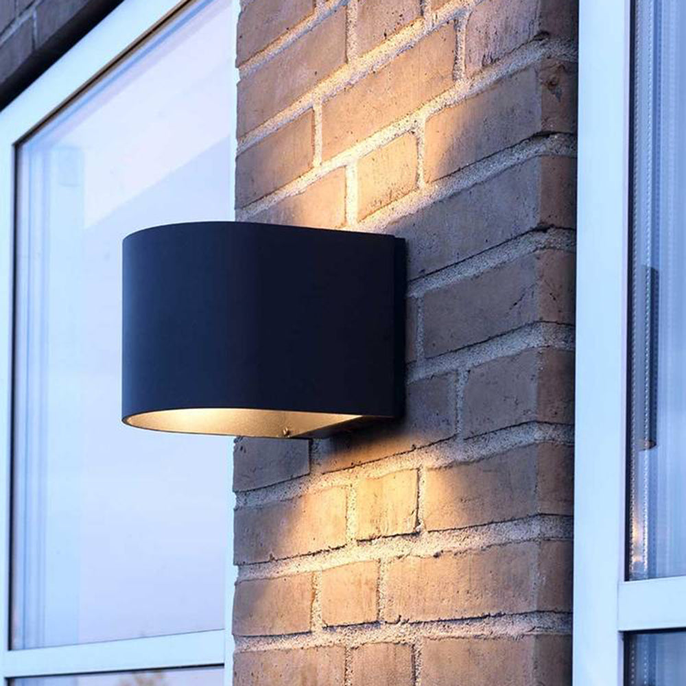 Orr Moderno Cilindro LED Aplique Exterior Negro Jardín Aluminio Vidrio 14CM Largo