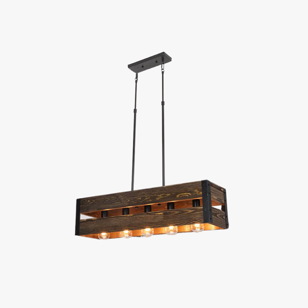 Alessio Vintage LED Lámpara Colgante Rectangular ,2 Colores, Metal Madera
