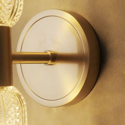 Hailie Lujo Bola LED Aplique Oro Dormitorio Metal Vidrio 2 Luminarias