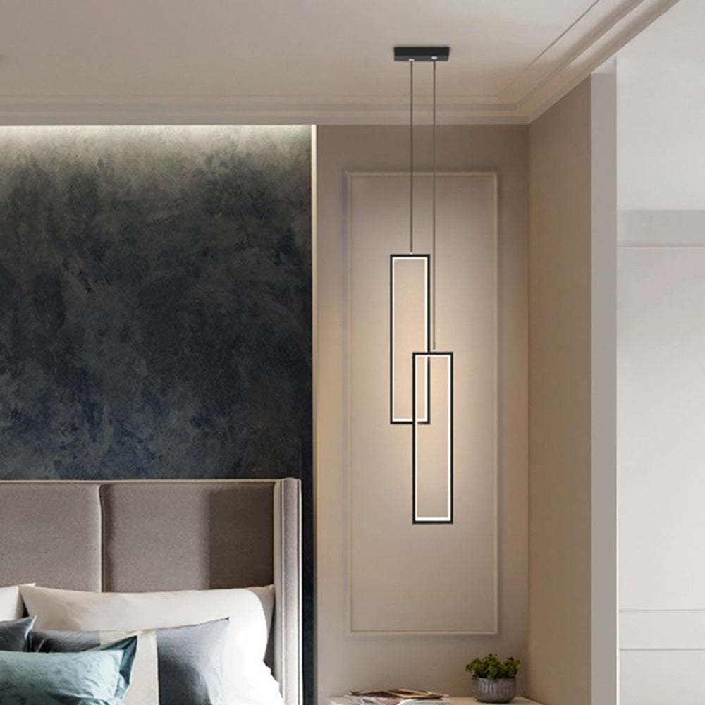 Avi Moderna Lámpara Colgante Negra Rectangular Metal Dormitorio