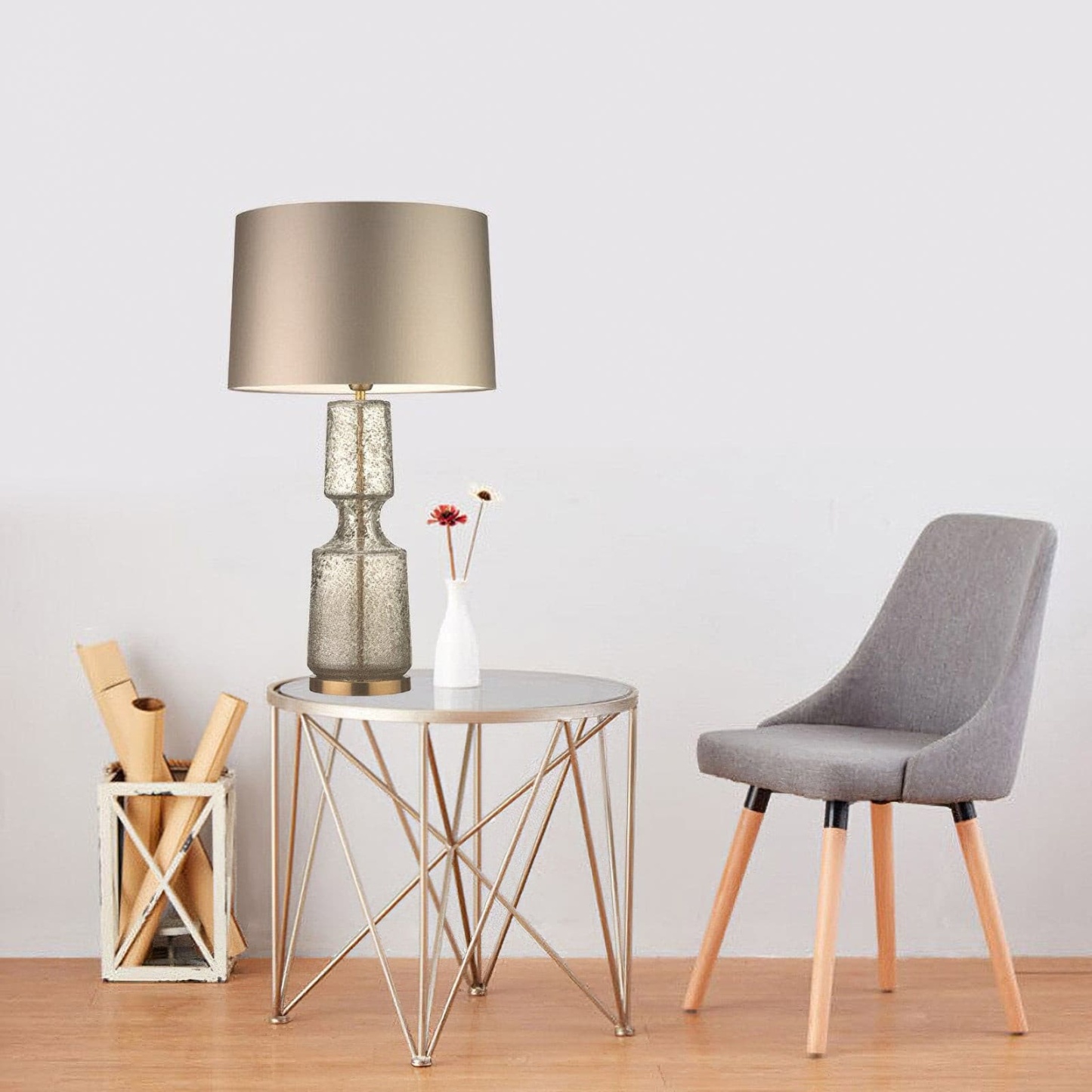 Drift Retro Glass Table Lamp Brass