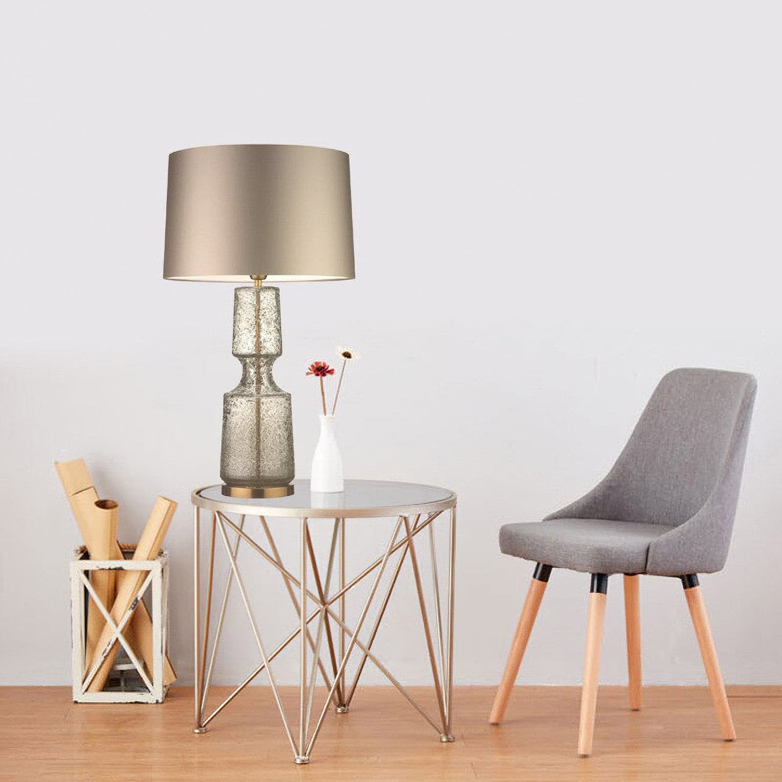 Drift Retro Glass Table Lamp Brass