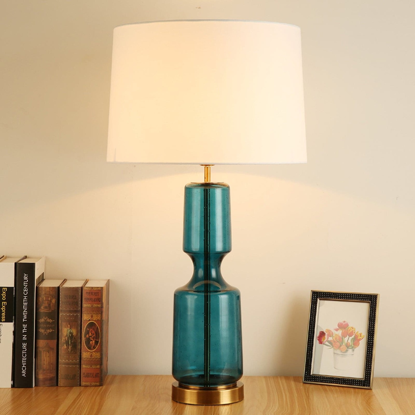 Drift Retro Glass Table Lamp Brass