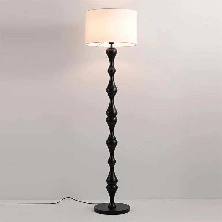Nogal Madera Suelo Lámpara Lino Pantalla Natural para Vivir | Artelux Atelier