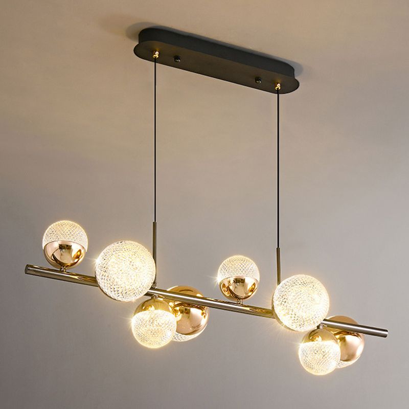 Valentina Moderno Burbujas LED Lámpara Colgante Negro Mesa de Comedor/Sala de Estar Metal Vidrio 8-Llamas 80CM Largo