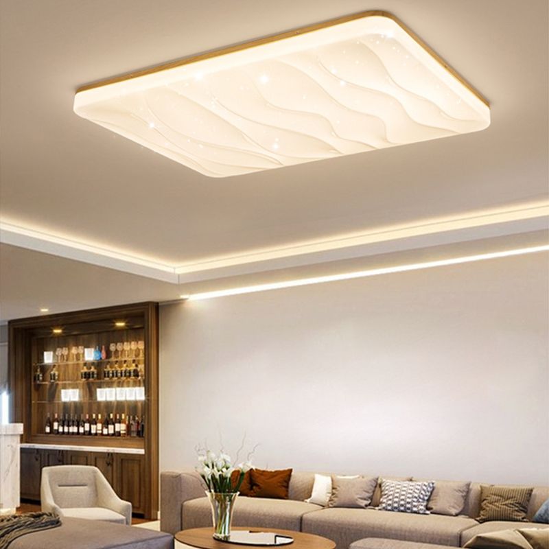 Ozawa Minimalista Geométrico LED Luz de Techo Blanco Dormitorio Madera Acrílico