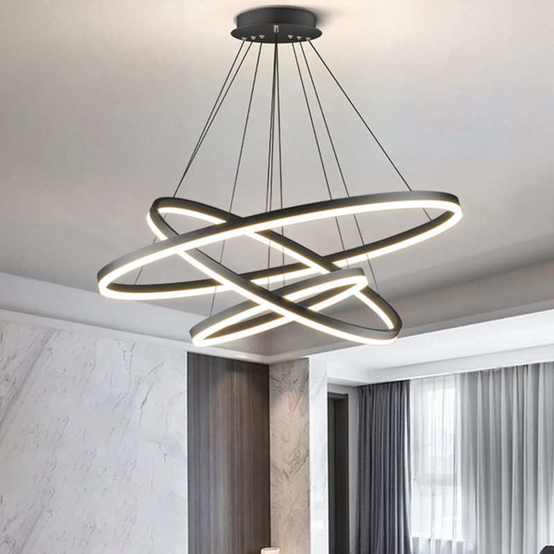 Arisha Moderno 3 Anillos LED Lámpara Colgante Negro Salón/Dormitorio/Comedor Metal y Acrílico