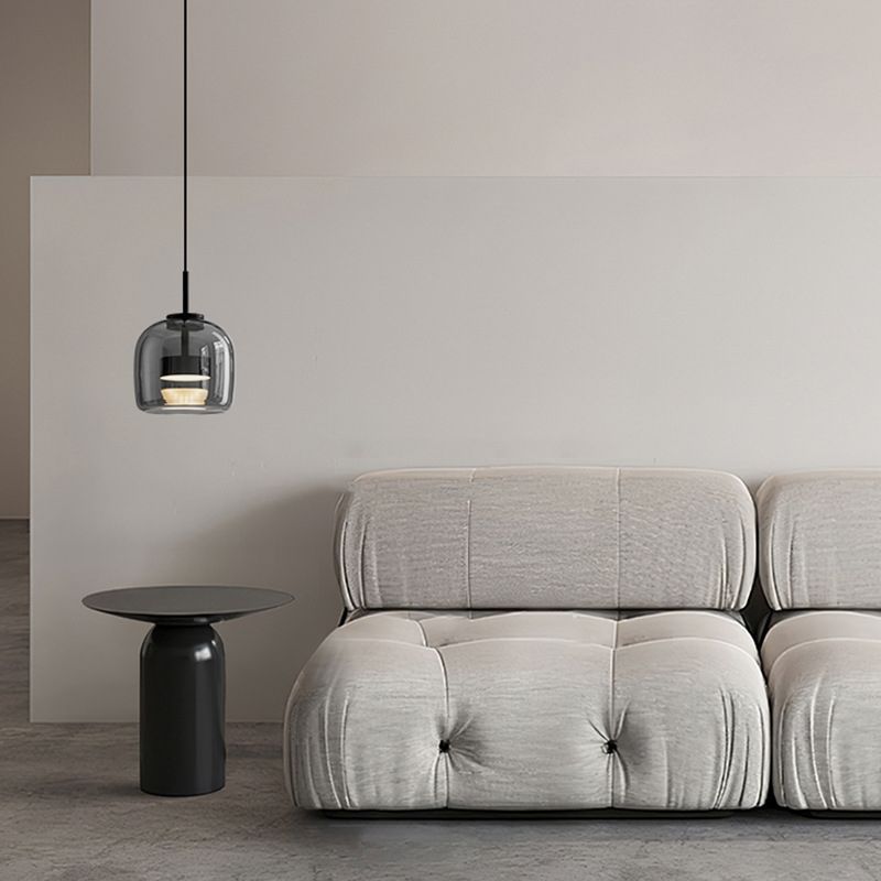Hailie Moderno LED Lámpara Colgante Tazón Sala de Estar Dormitorio, Negro, Cristal