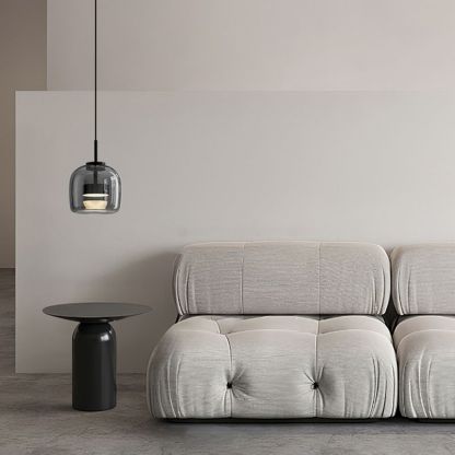 Hailie Moderno LED Lámpara Colgante Tazón Sala de Estar Dormitorio, Negro, Cristal