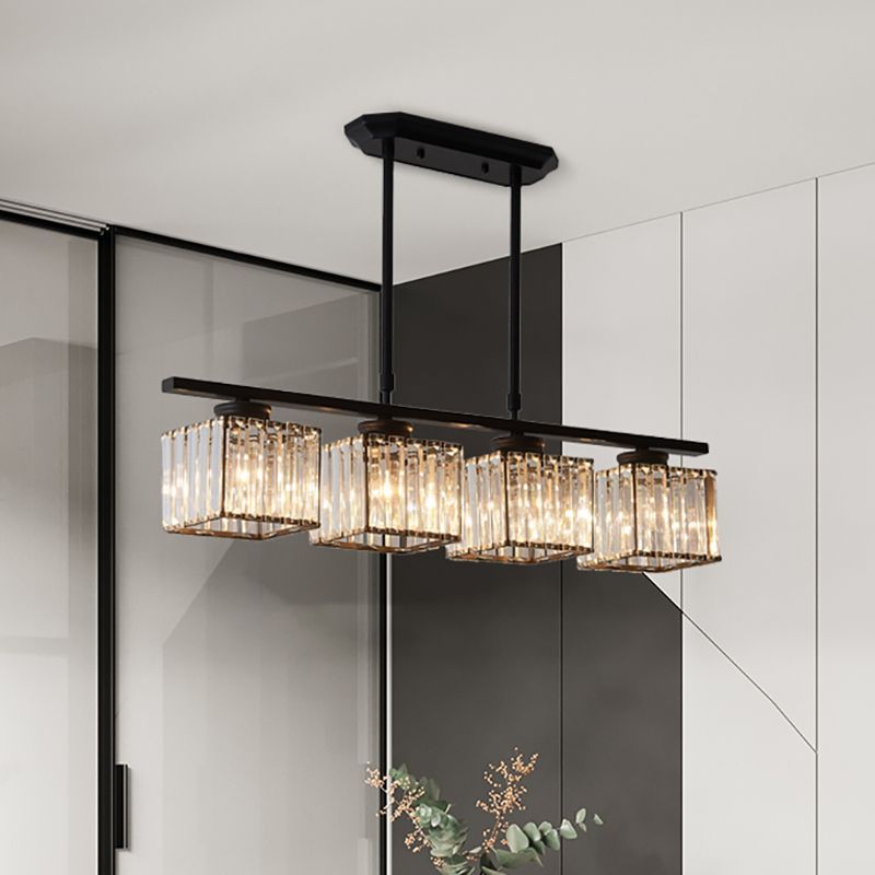 Kristy Moderno LED Lámpara Colgante, Negro/Oro, Mesa de Comedor, Cristal Metal