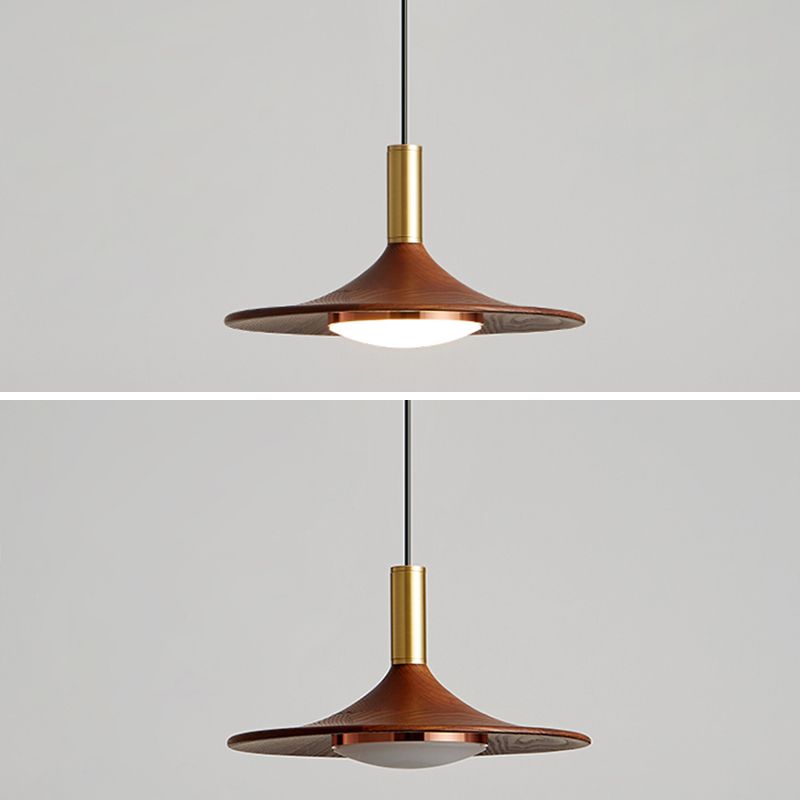Carins Moderna LED Lámpara colgante Marrón para Salón/Dormitorio/Comedor, de Metal y Madera