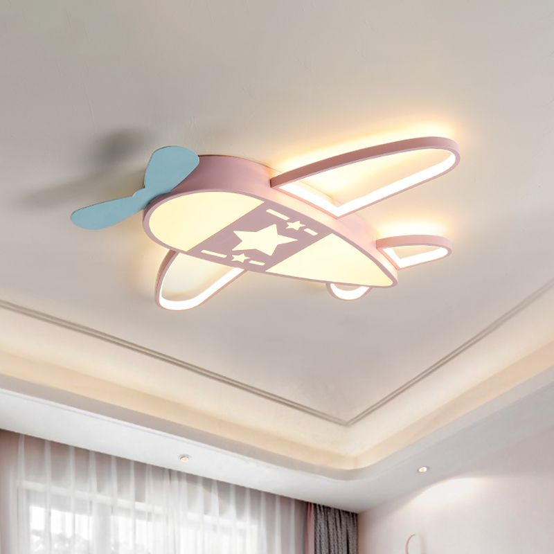 Morandi Diseño LED Lámpara de Techo Forma de Avión Azul/Rosa Sala de Estar/Habitación Infantil Metal y Acrílico ∅58CM