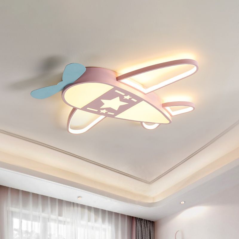 Morandi Diseño LED Lámpara de Techo Forma de Avión Azul/Rosa Sala de Estar/Habitación Infantil Metal y Acrílico ∅58CM