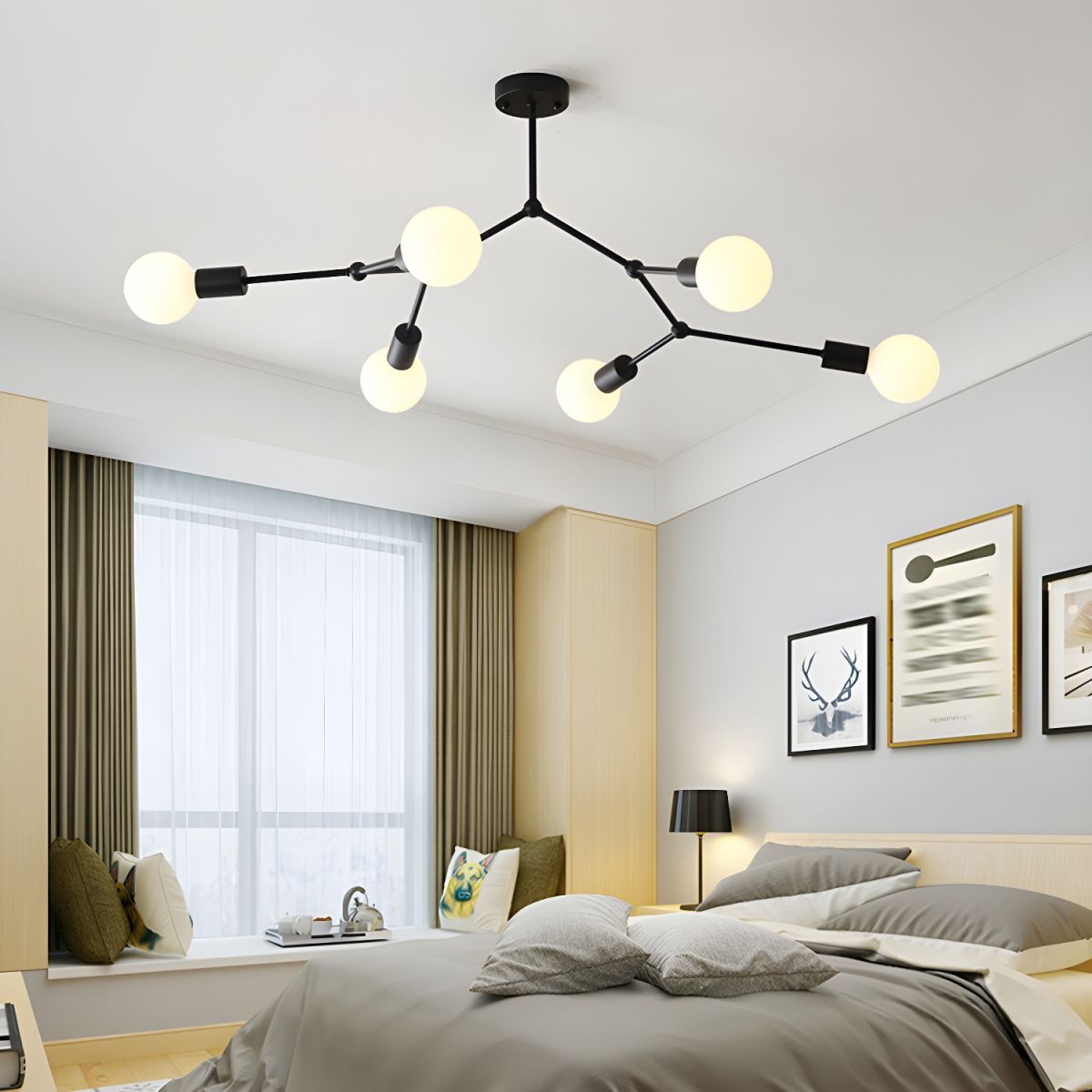 Valentina Industrial Lámparas de Araña, Negro/Blanco/Oro