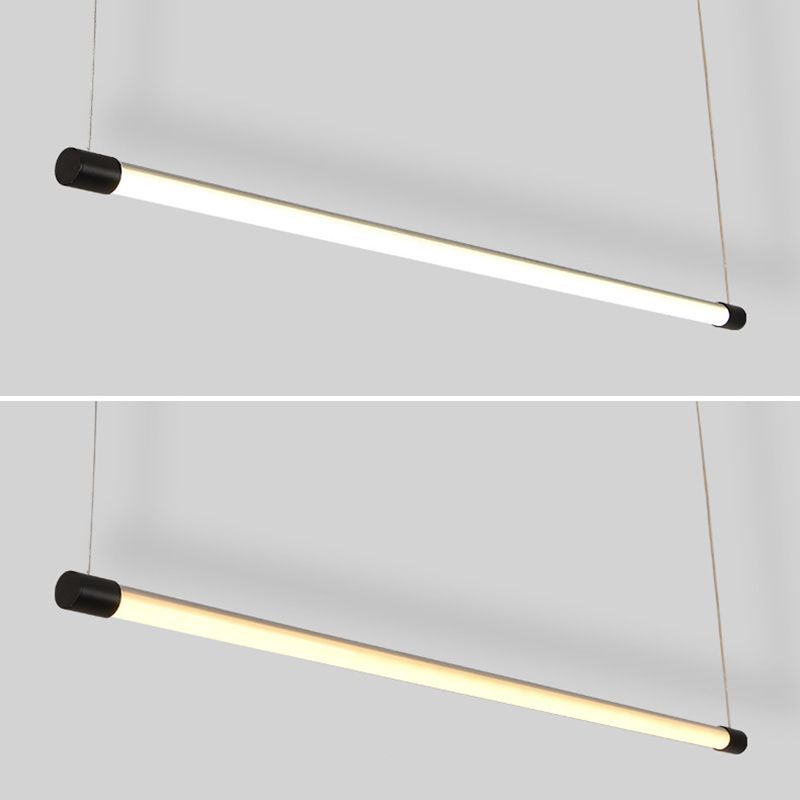 Edge Lineal Moderno Lámpara Colgante Negro y Plata Dormitorio/Salón/Comedor Metal 120/150CM Largo