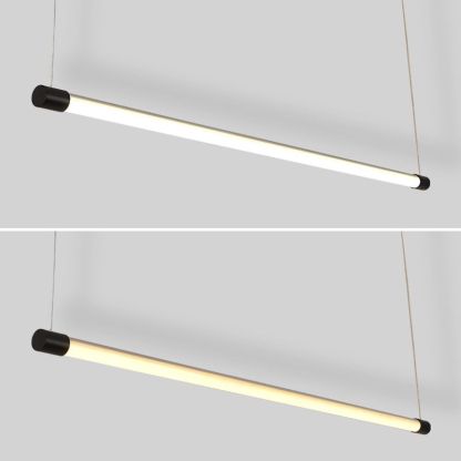 Edge Lineal Moderno Lámpara Colgante Negro y Plata Dormitorio/Salón/Comedor Metal 120/150CM Largo