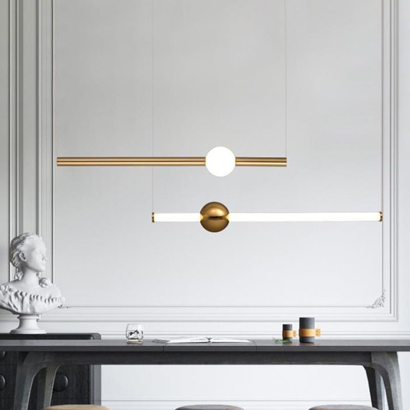 Edge Moderno LED Lámpara Colgante Blanco/Oro Salón/Dormitorio Metal y Vidrio 60CM Largo