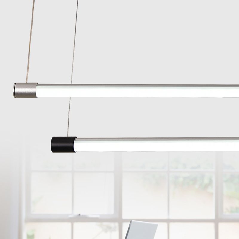 Edge Lineal Moderno Lámpara Colgante Negro y Plata Dormitorio/Salón/Comedor Metal 120/150CM Largo