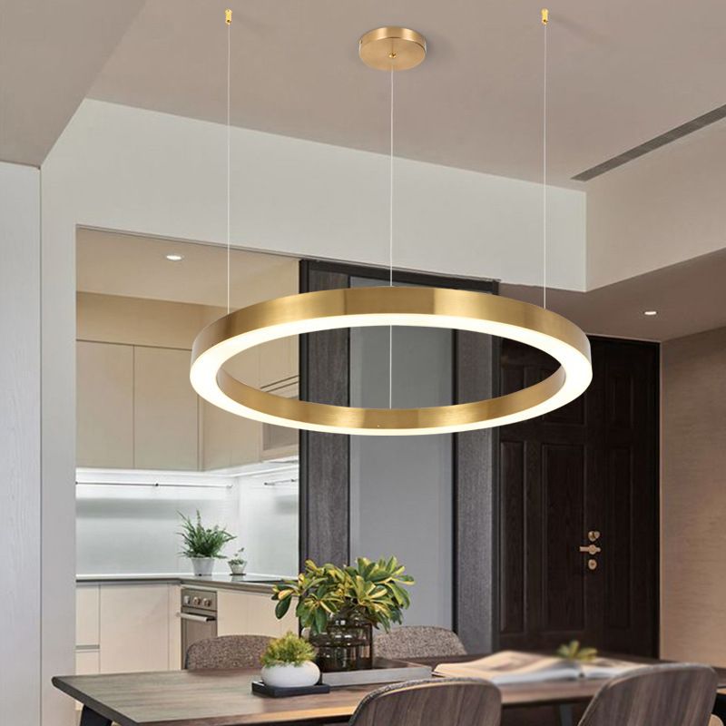 Arisha Moderno Lámpara Colgante Anillo Salón Dormitorio, Oro, Metal Acrílico