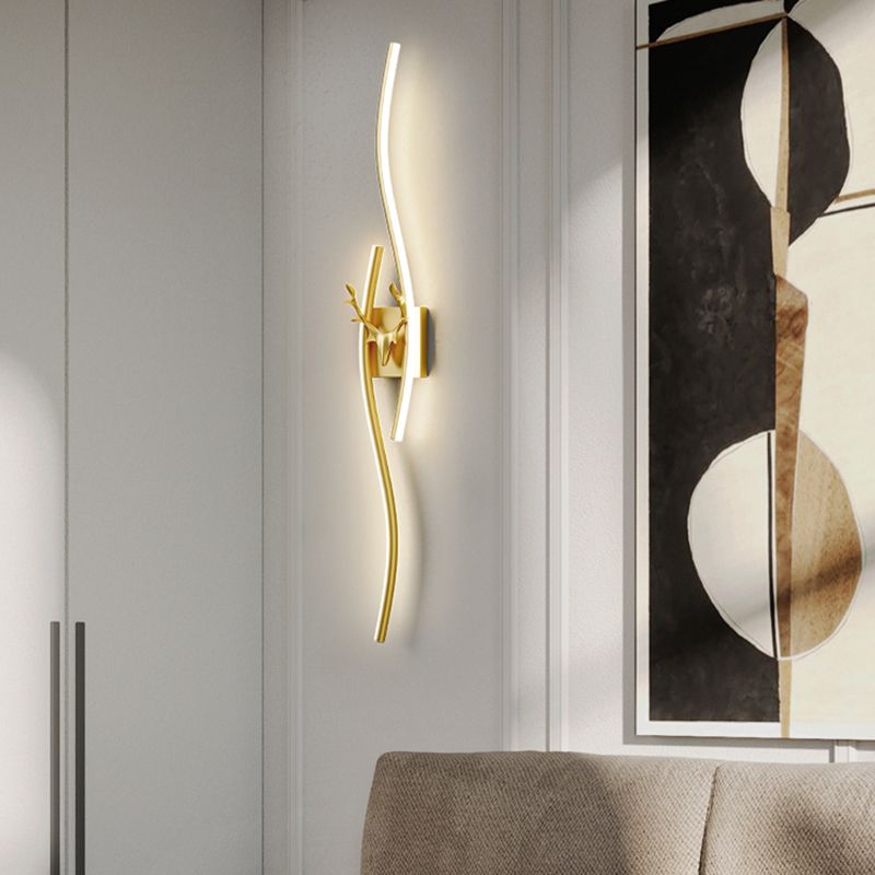 Alana Moderno Lineal LED Aplique Negro/Oro En Metal Regulable
