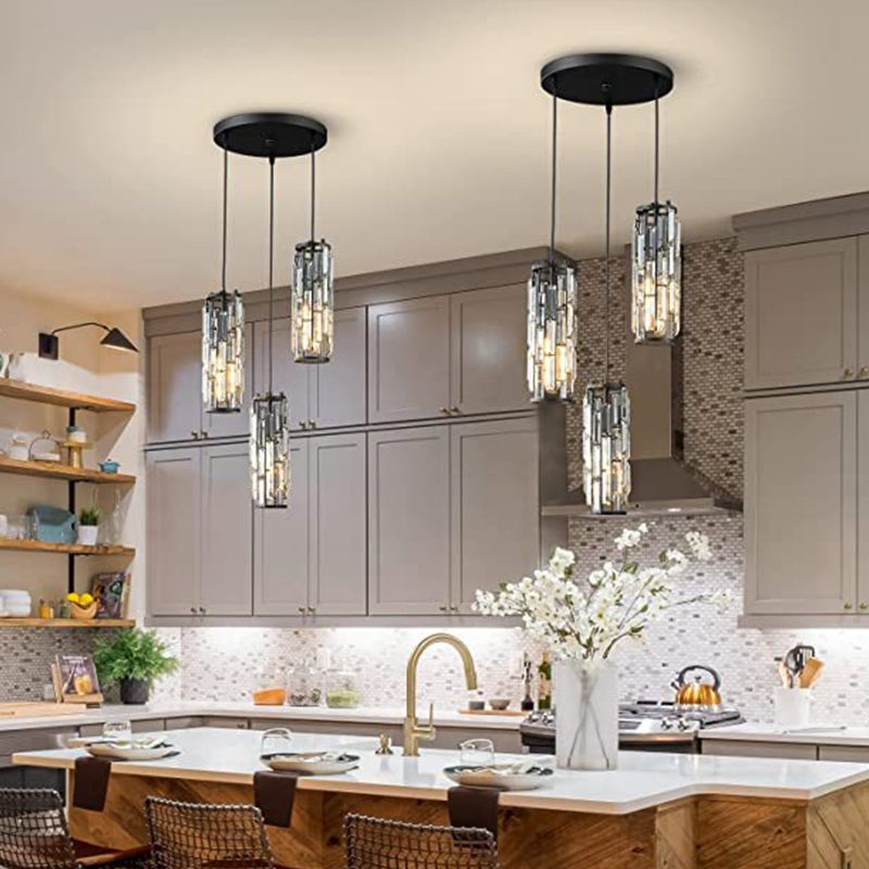 Kristy Diseño En Forma de Racimo LED Lámpara Colgante Negro/Oro Comedor Mesa de Comedor Cristal 1/3/4 Llamas