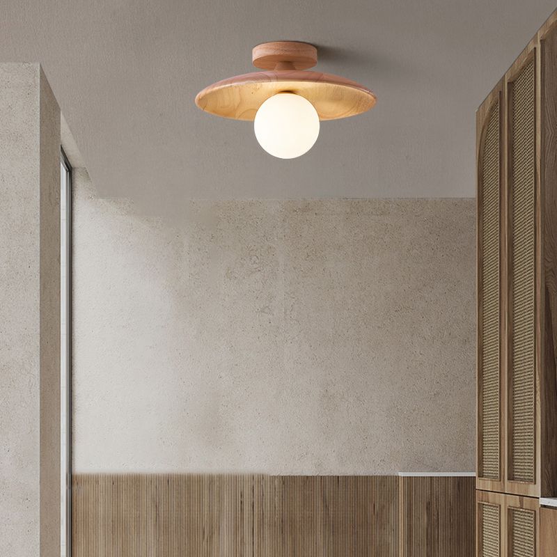 Carins Moderno LED Lámpara Colgante Naturaleza/Nuez, Salón, Madera Vidrio