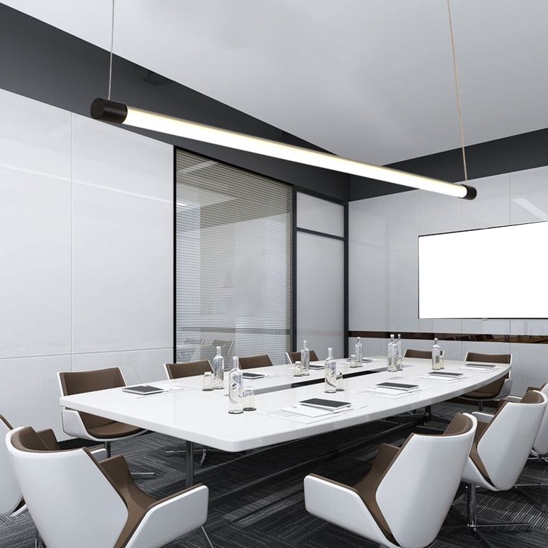 Edge Lineal Moderno Lámpara Colgante Negro y Plata Dormitorio/Salón/Comedor Metal 120/150CM Largo