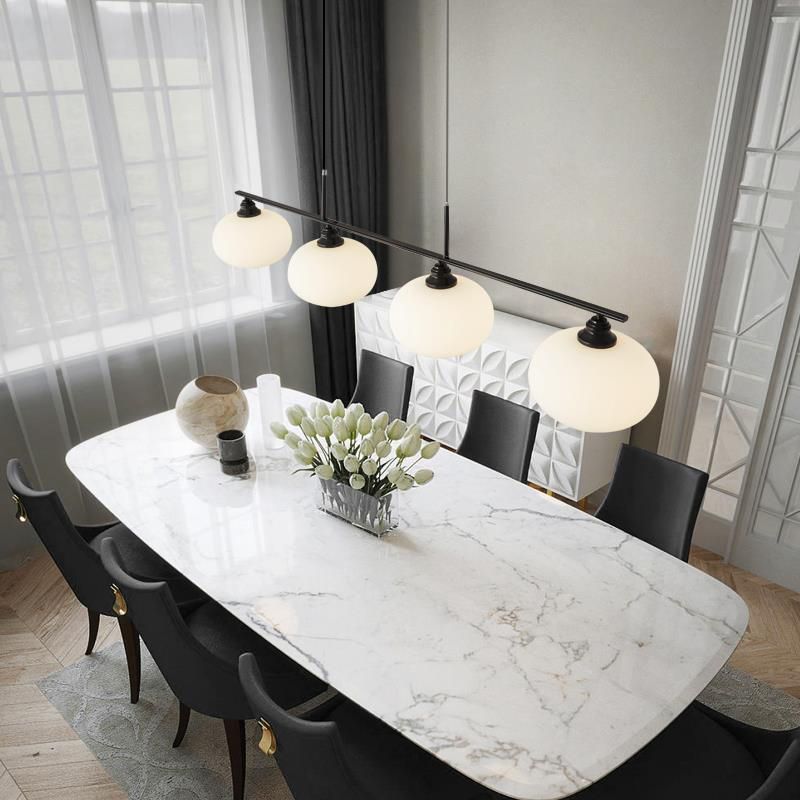 Hailie Moderno LED Lámpara Colgante Negro/Oro Comedor Mesa de Comedor Metal y Vidrio 3/4 Llamas 100CM/135CM Largo