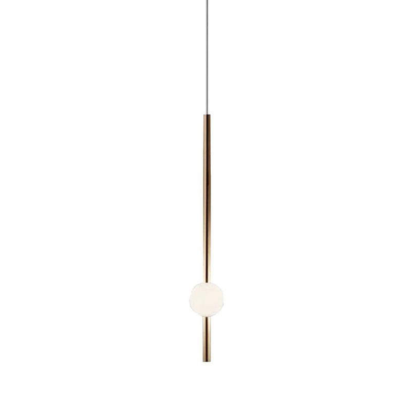 Edge Moderno LED Lámpara Colgante Blanco/Oro Salón/Dormitorio Metal y Vidrio 60CM Largo