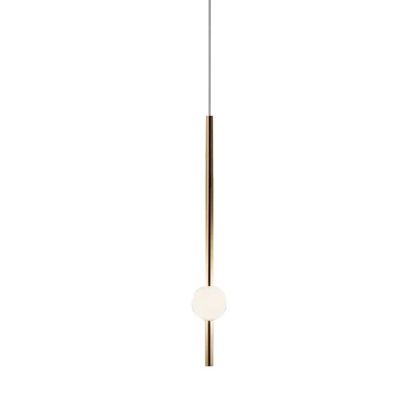 Edge Moderno LED Lámpara Colgante Blanco/Oro Salón/Dormitorio Metal y Vidrio 60CM Largo